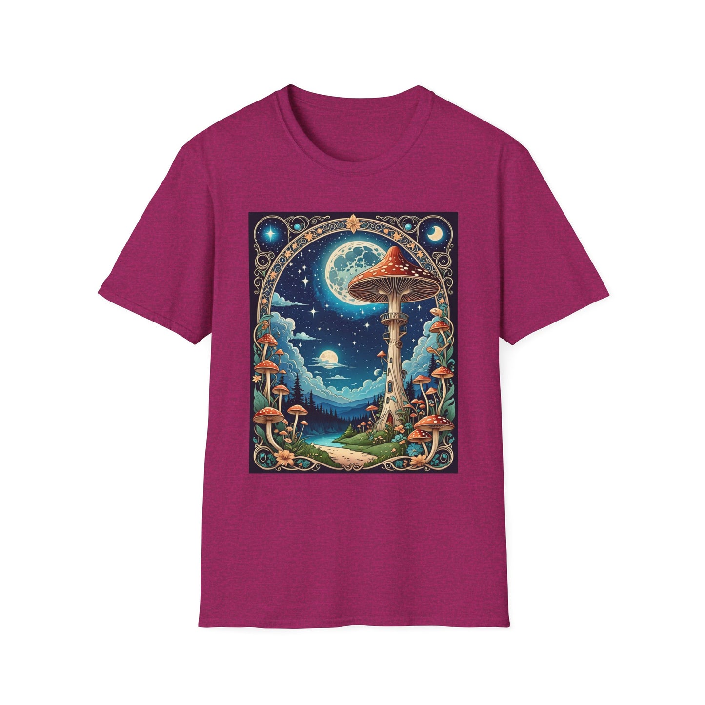 Psychedelic Mushroom Forest Shirt – Trippy Moonlight Nature Tee – Gift for Shroom Enthusiasts, Fantasy Fans, and Dreamy Escapists