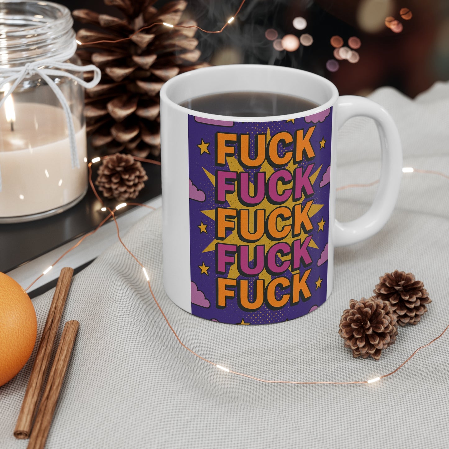 Funny Profanity Mug Bold Swear Word Coffee Cup Sarcastic Pop Art Ceramic 11oz Humor Aesthetic Daily Rant Gift For Coworkers And Friends
