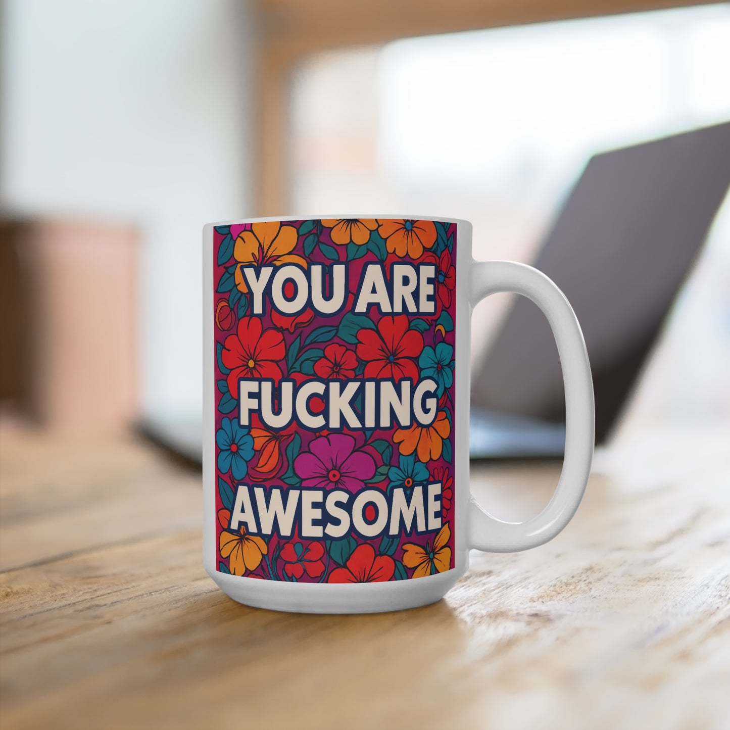 You Are Fucking Awesome Mug Funny Floral Artwork Ceramic Coffee Cup Gift for Friends