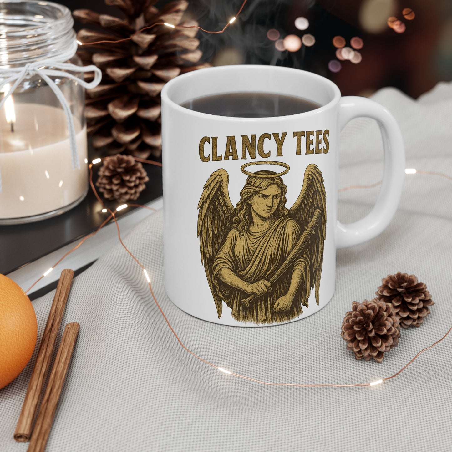 Angel Warrior Coffee Mug 11oz Gothic Art Cup Dark Angel Ceramic Gift