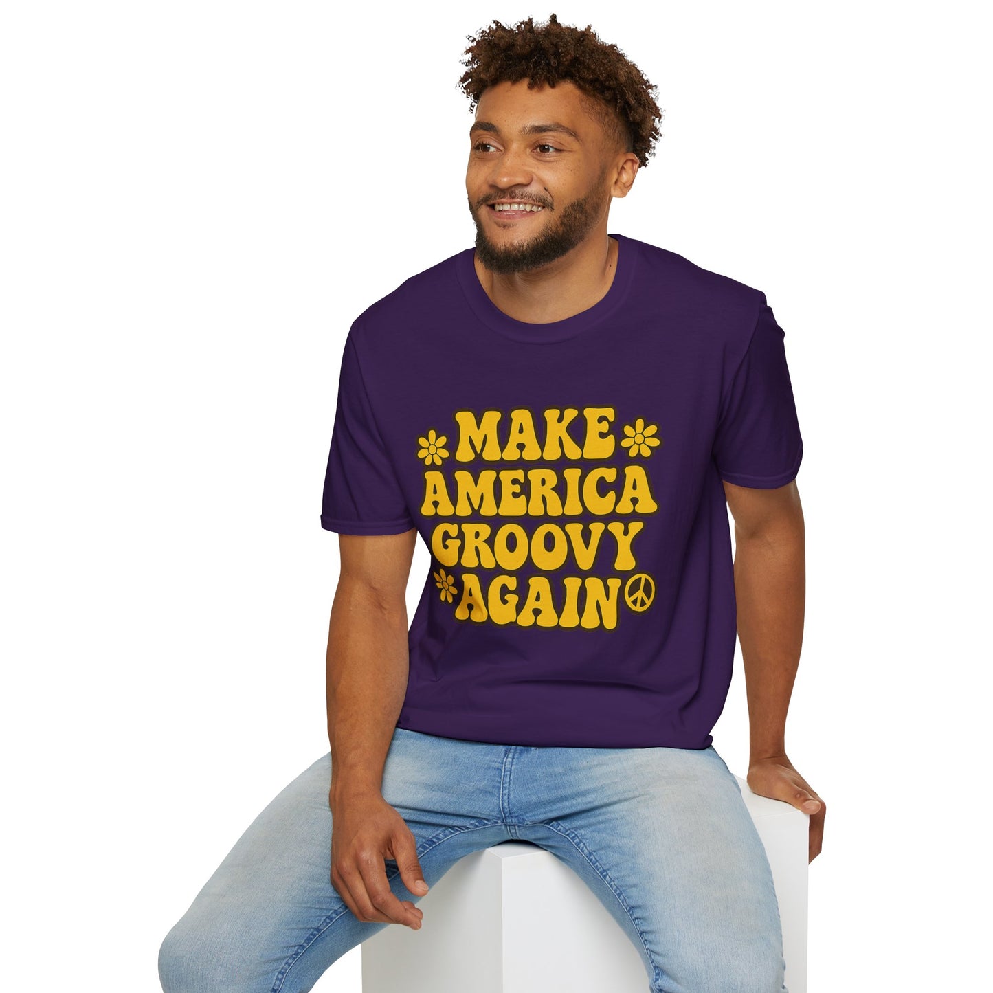 Make America Groovy Again Shirt – Funny Retro Hippie Tee with Peace Sign – Gift for Old Souls, Vintage Lovers, Flower Child Friends