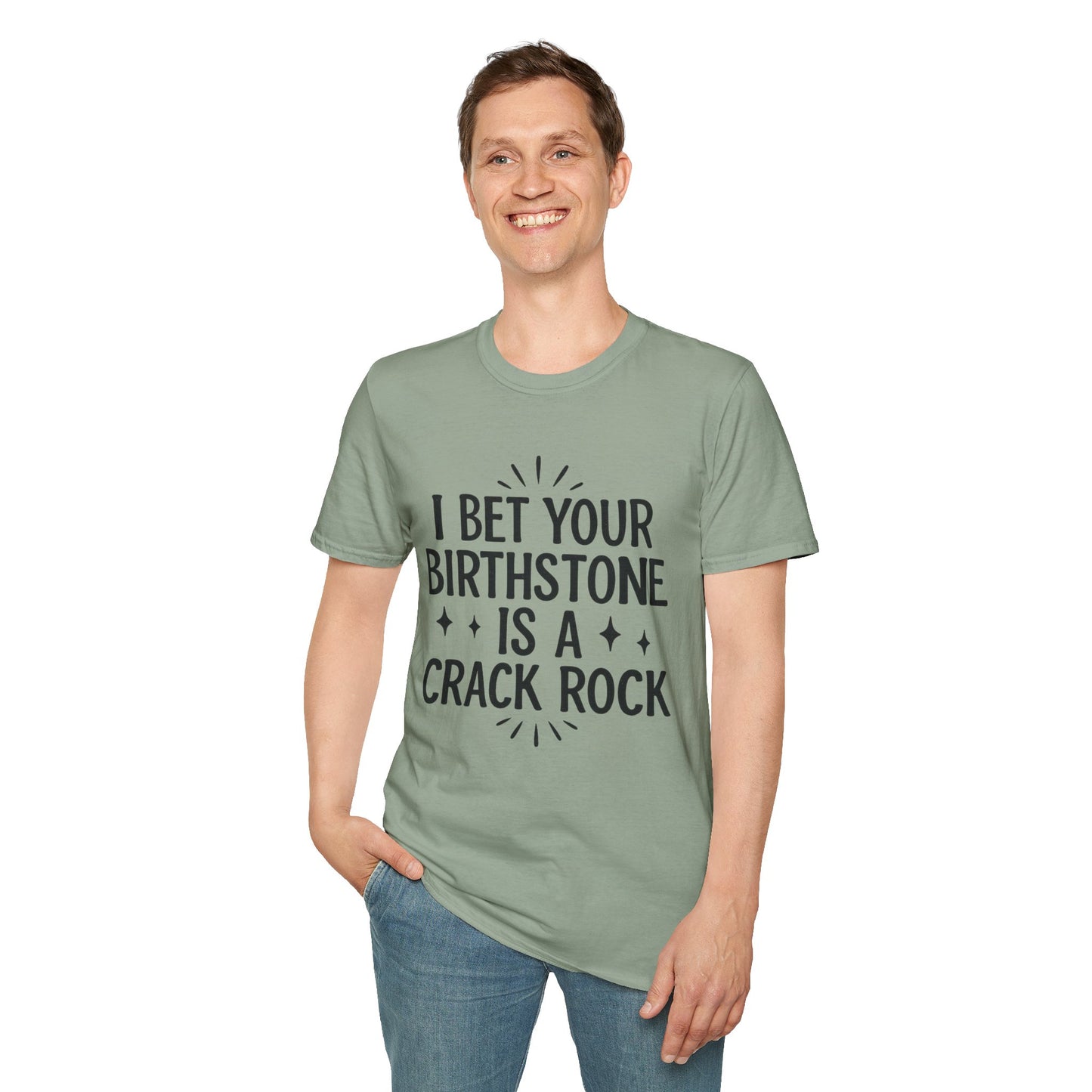 Crack Rock Birthstone Shirt – Funny Insult Tee – Gift for Petty Friends, Sarcastic Adults, and People Who Love Dark Humor