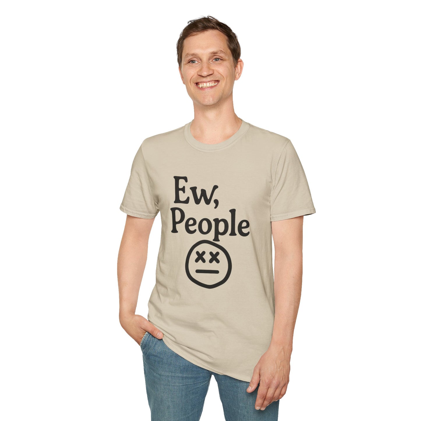 Ew, People Unisex Softstyle T-Shirt | Funny Graphic Tee for Introverts, Gift for Friends, Casual Wear, Comfortable Everyday Shirt