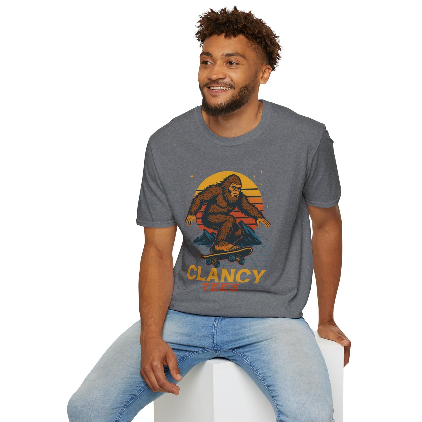 Bigfoot Skateboard Unisex T-Shirt, Retro Graphic Tee, Funny Gift for Skaters, Adventure Lovers, Summer Apparel, Men's and Women's Fashion