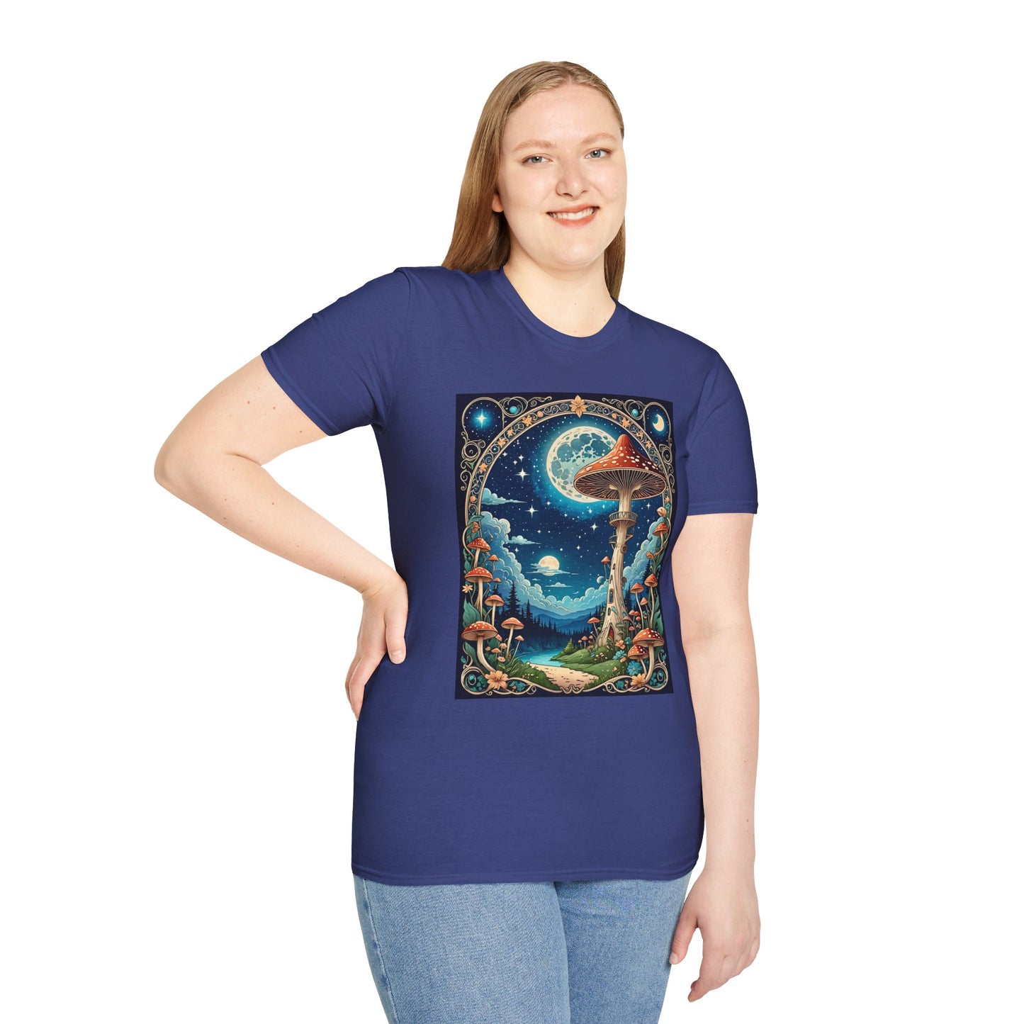Psychedelic Mushroom Forest Shirt – Trippy Moonlight Nature Tee – Gift for Shroom Enthusiasts, Fantasy Fans, and Dreamy Escapists