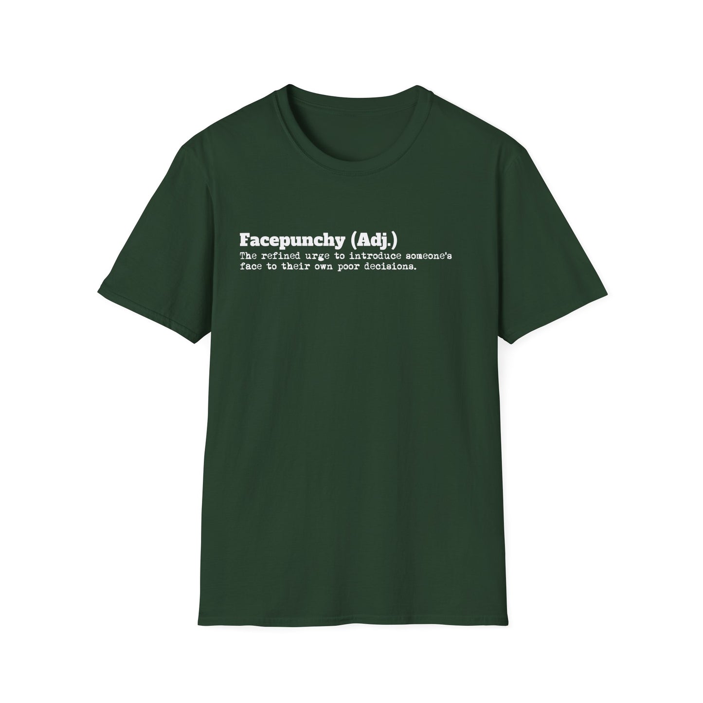 Facepunchy Definition T-Shirt Sarcastic Text Tee Funny Dictionary Shirt for Snarky People Gift for Coworkers with Attitude Passive Aggressive Humor