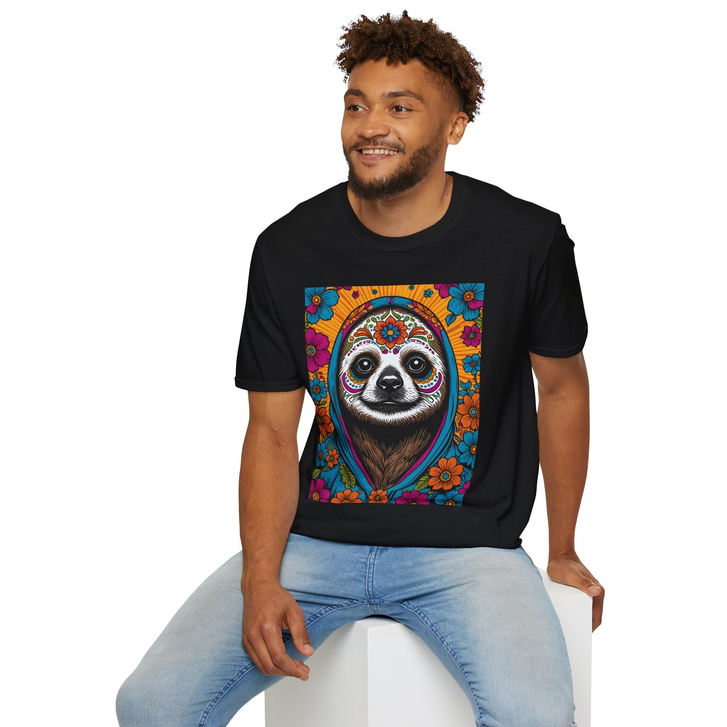 Psychedelic Sloth T Shirt Trippy Animal Graphic Tee Colorful Festival Top Gift for Sloth Lovers