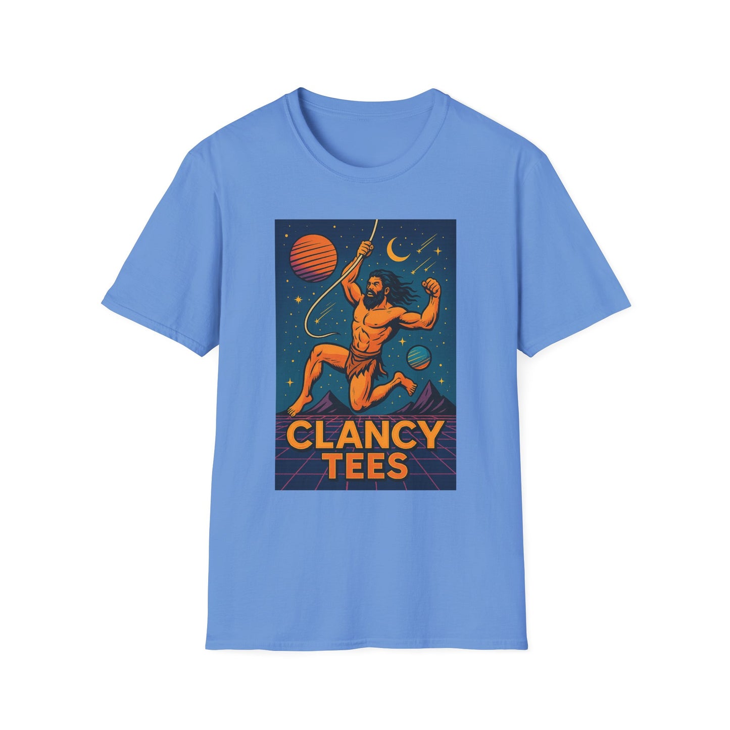 Retro Space Graphic Unisex Softstyle T-Shirt, Fun Casual Wear, Gift for Space Lovers, Cute Vintage Tee, Everyday Comfort Shirt