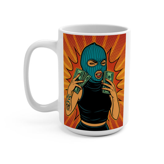 Money Heist Pop Art Mug Bold 15oz Ceramic Coffee Cup Gift For Hustlers And Rule Breakers