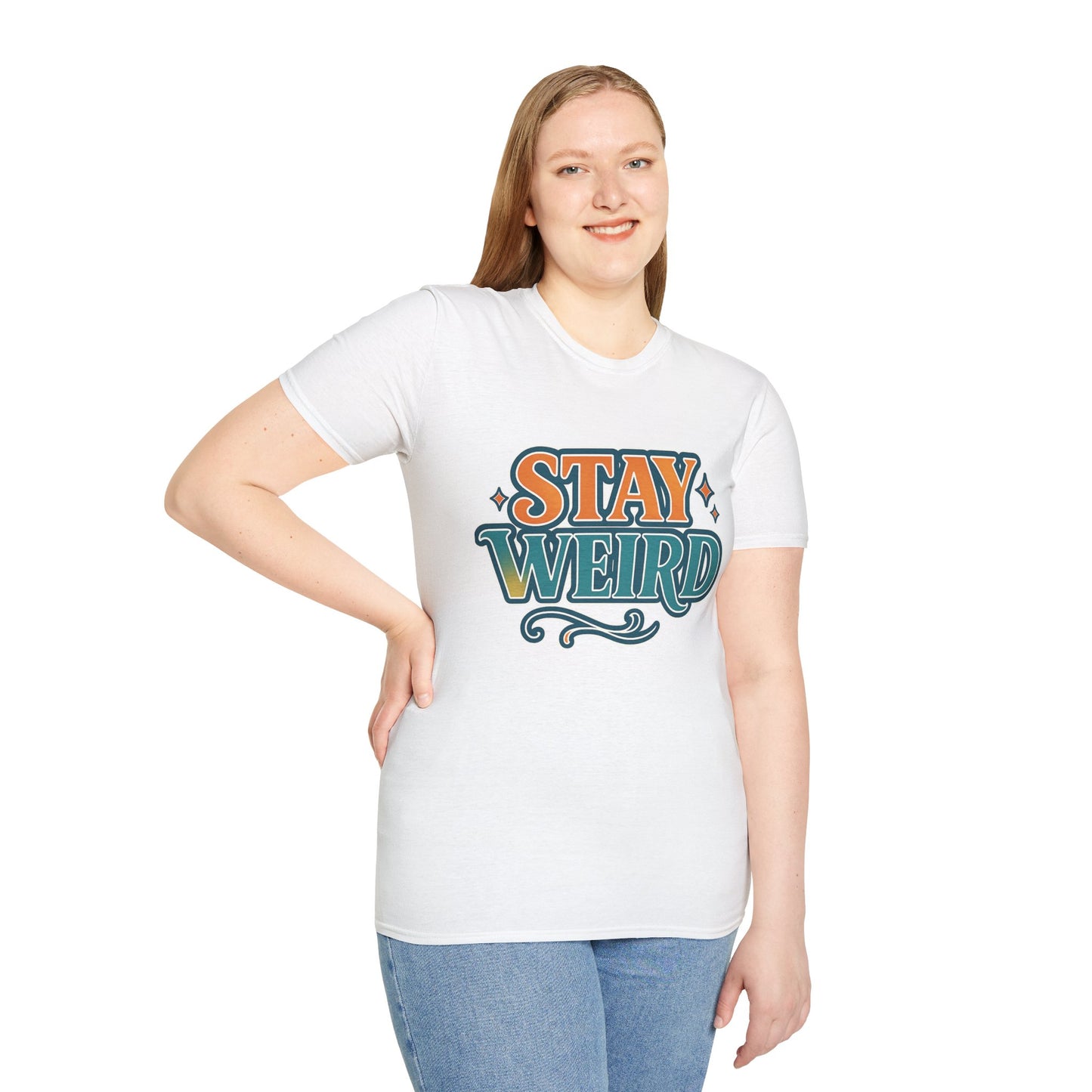 Stay Weird Unisex Softstyle T-Shirt - Fun Graphic Tee, Quirky Apparel, Gift for Friends, Casual Wear, Unique Style