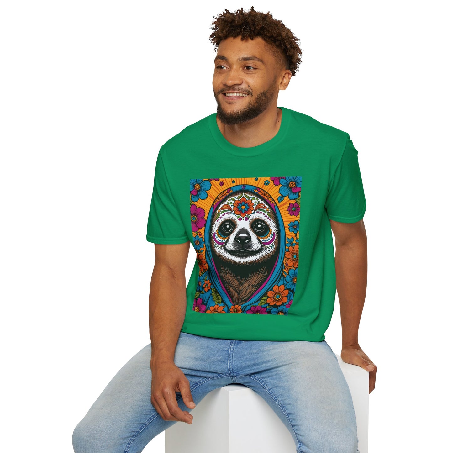 Psychedelic Sloth T Shirt Trippy Animal Graphic Tee Colorful Festival Top Gift for Sloth Lovers