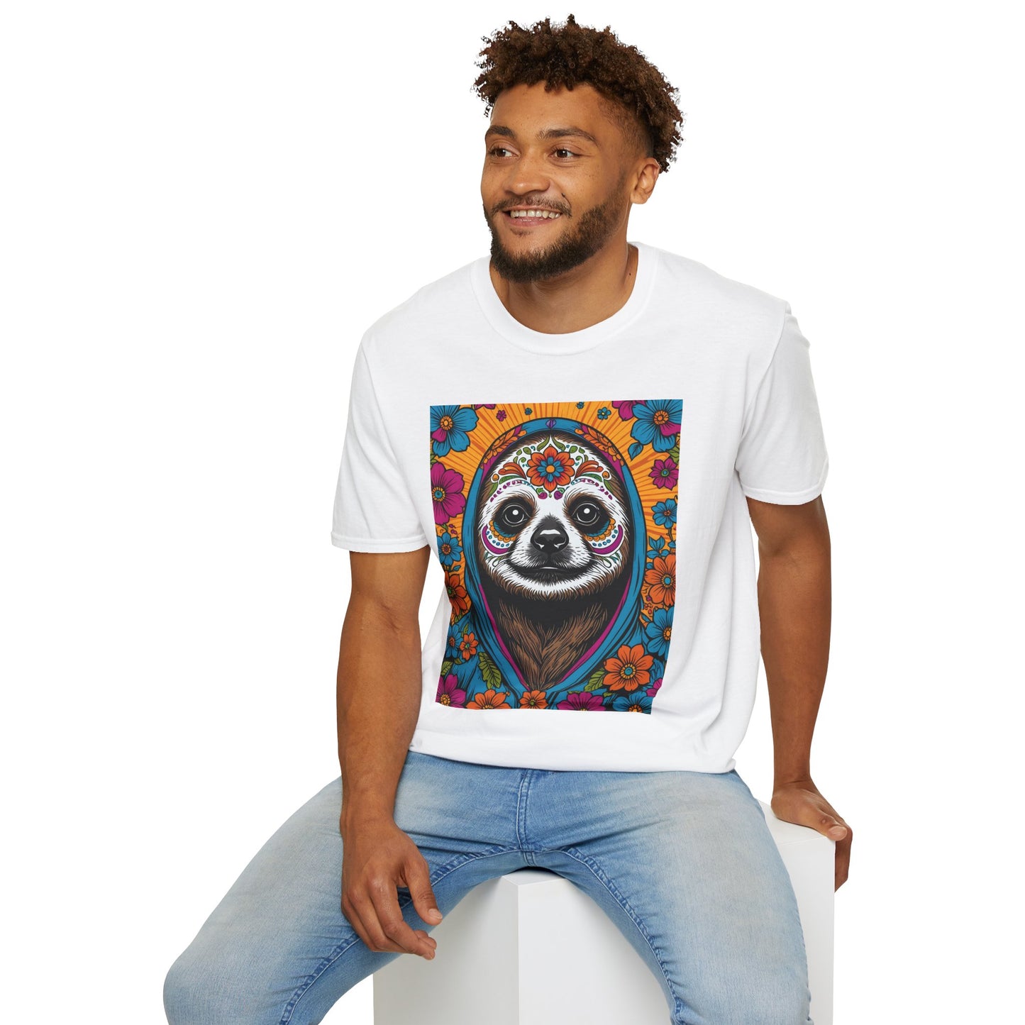 Psychedelic Sloth T Shirt Trippy Animal Graphic Tee Colorful Festival Top Gift for Sloth Lovers