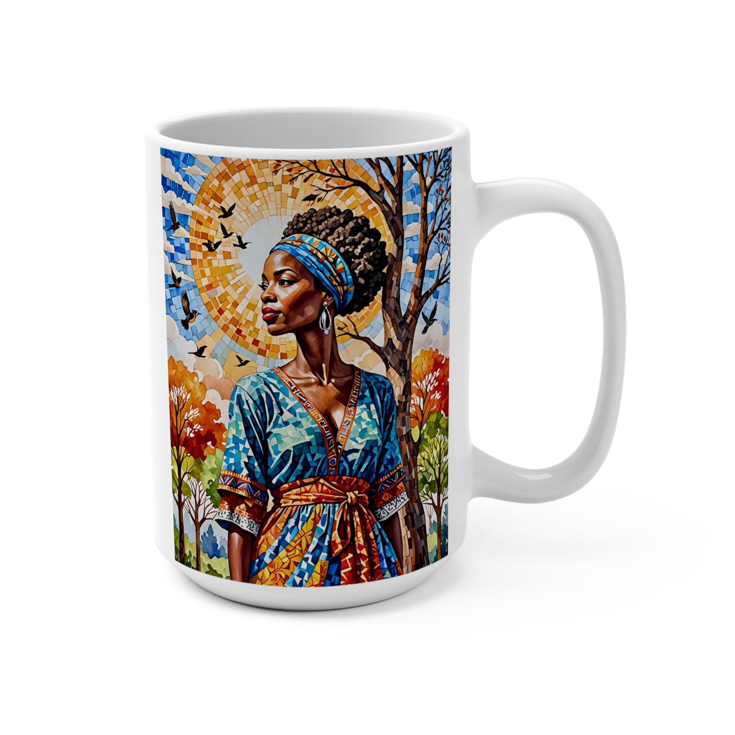 Afrocentric Queen Ceramic Mug African Art Coffee Cup Cultural Goddess Artwork Gift