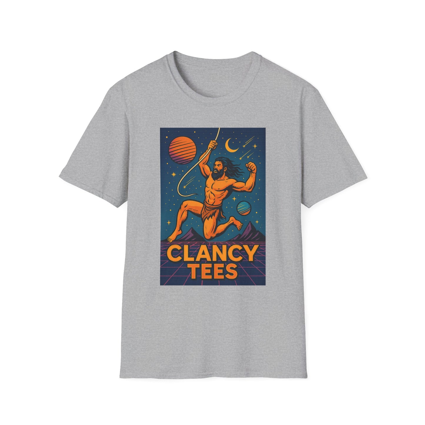 Retro Space Graphic Unisex Softstyle T-Shirt, Fun Casual Wear, Gift for Space Lovers, Cute Vintage Tee, Everyday Comfort Shirt