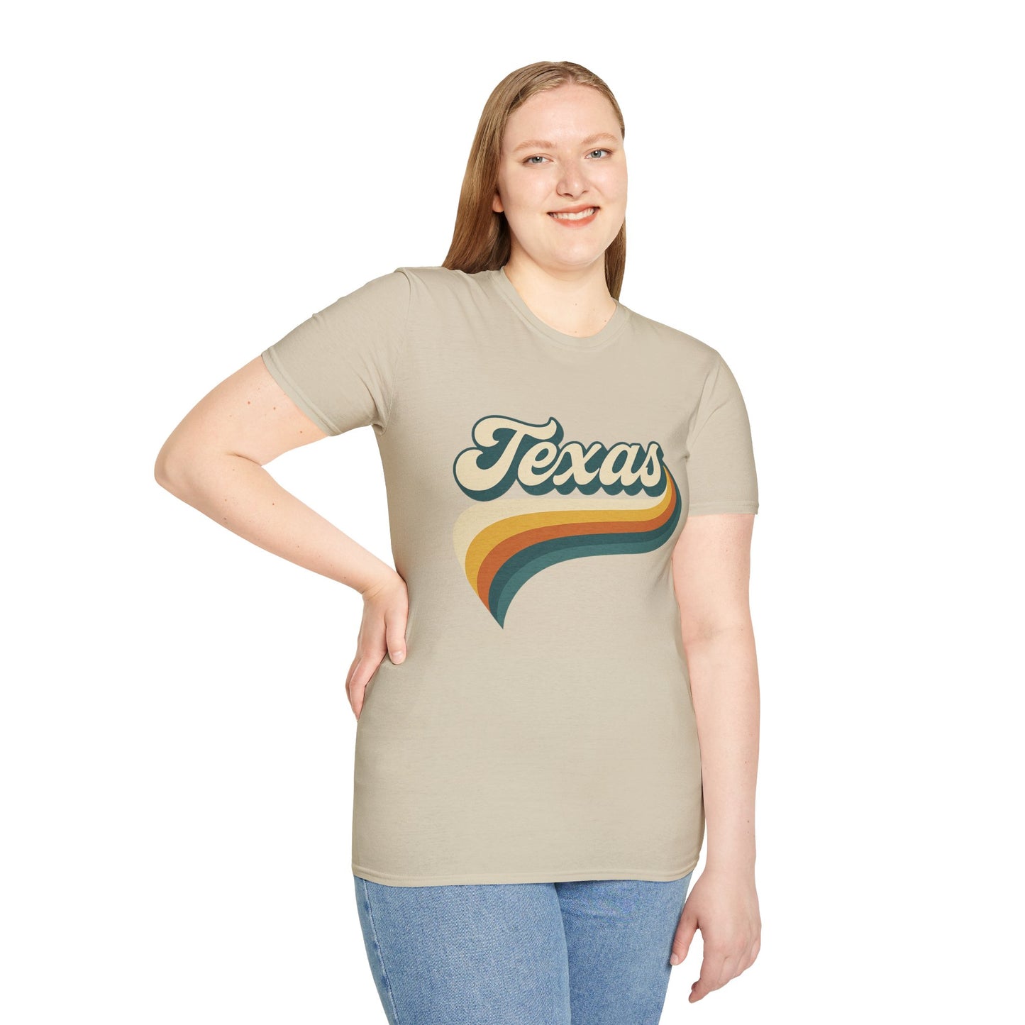 Retro Texas Shirt – Vintage Style Texas Wave Tee • Gildan Softstyle® Unisex Comfort • Gift for Texans • Groovy Southern State Pride Shirt