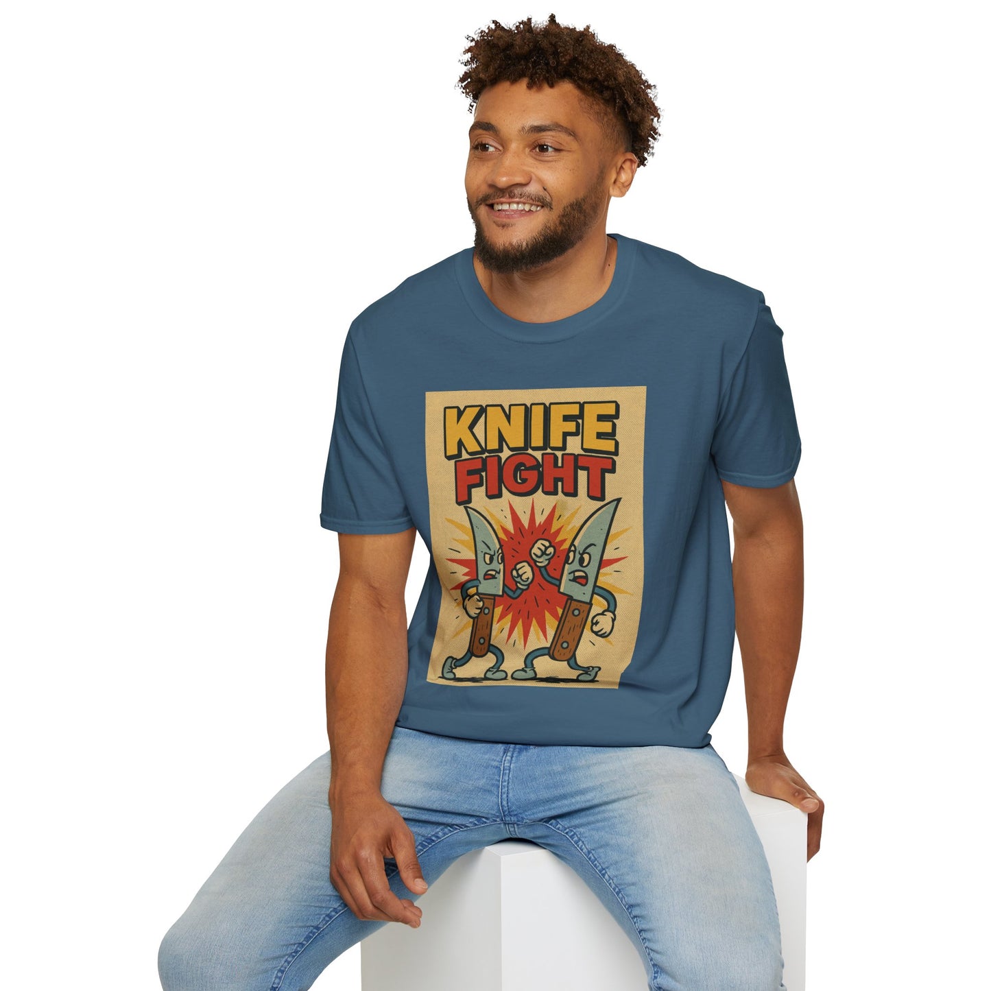 Retro Knife Fight Graphic T-Shirt, Funny Tee, Casual Unisex Clothing, Gift for Him or Her, Unique Humor Shirt