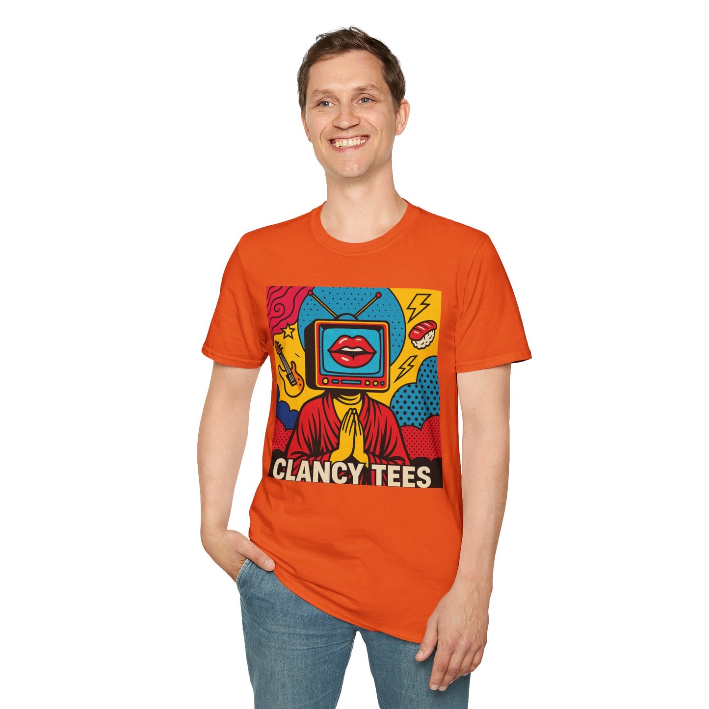Pop Art TV Head T Shirt for Creatives Graphic Tee for Artists Gift for Surreal Art Lovers Unisex Visual Commentary Shirt