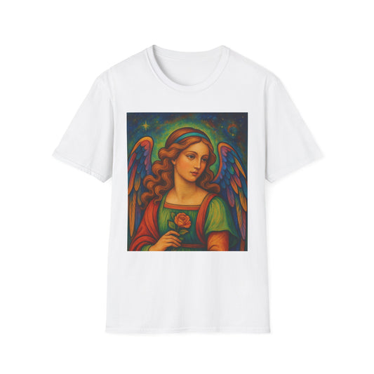 Psychedelic Angel T Shirt Vintage Religious Art Trippy Renaissance Vibes Colorful Halo Wings Tee Gift for Art Lovers Spiritual Aesthetic Clothing