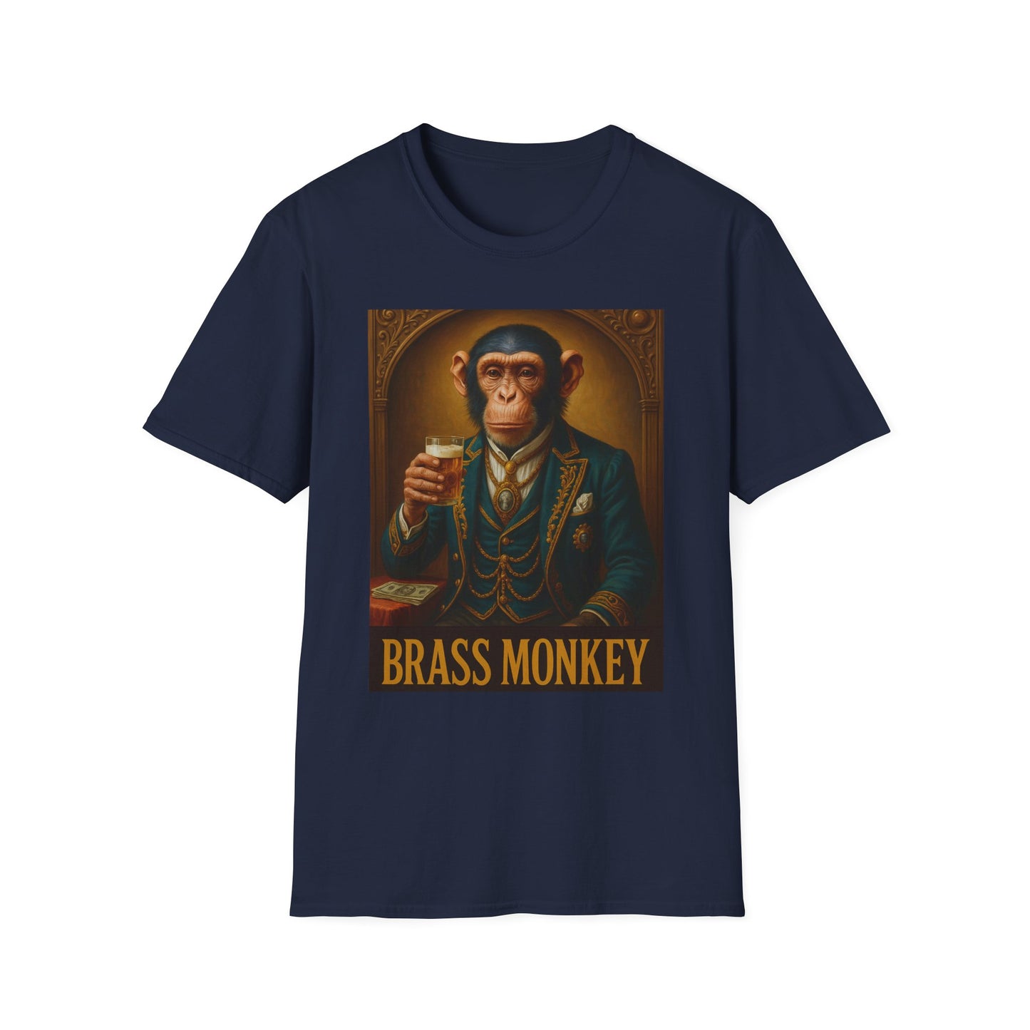 Brass Monkey T-Shirt Funny Retro Monkey Drinking Tee | Gift for Whiskey Lovers | Classy Drunk Humor Shirt | Animal Drinking Party Tee