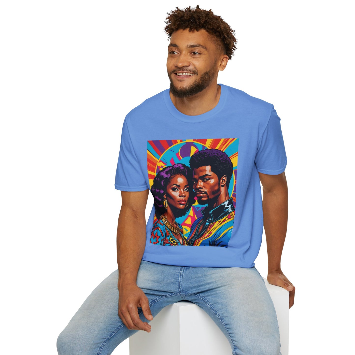 Vibrant Retro-Inspired Unisex Softstyle T-Shirt, Colorful Art Tee, Black History Month Shirt, Casual Streetwear, Gift for Art Lovers