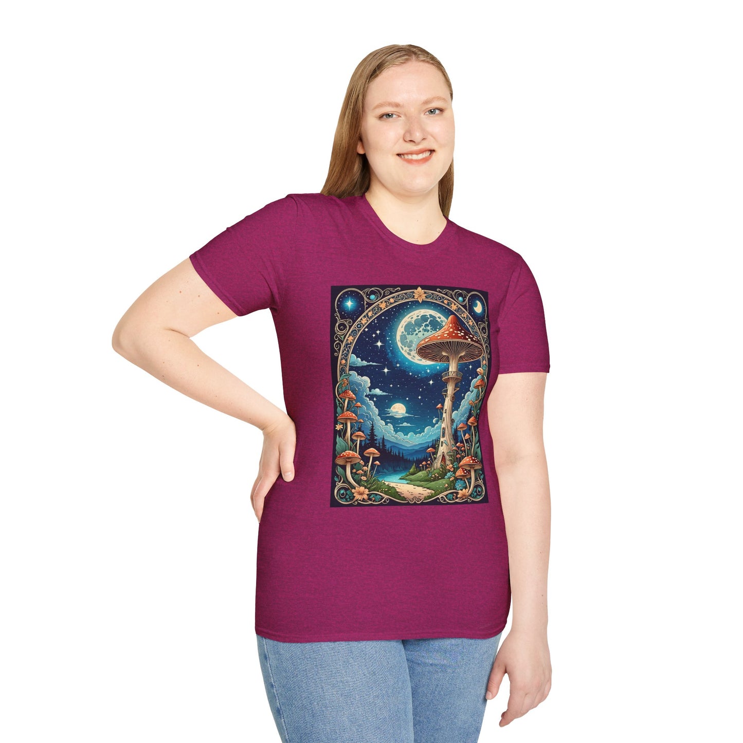 Psychedelic Mushroom Forest Shirt – Trippy Moonlight Nature Tee – Gift for Shroom Enthusiasts, Fantasy Fans, and Dreamy Escapists