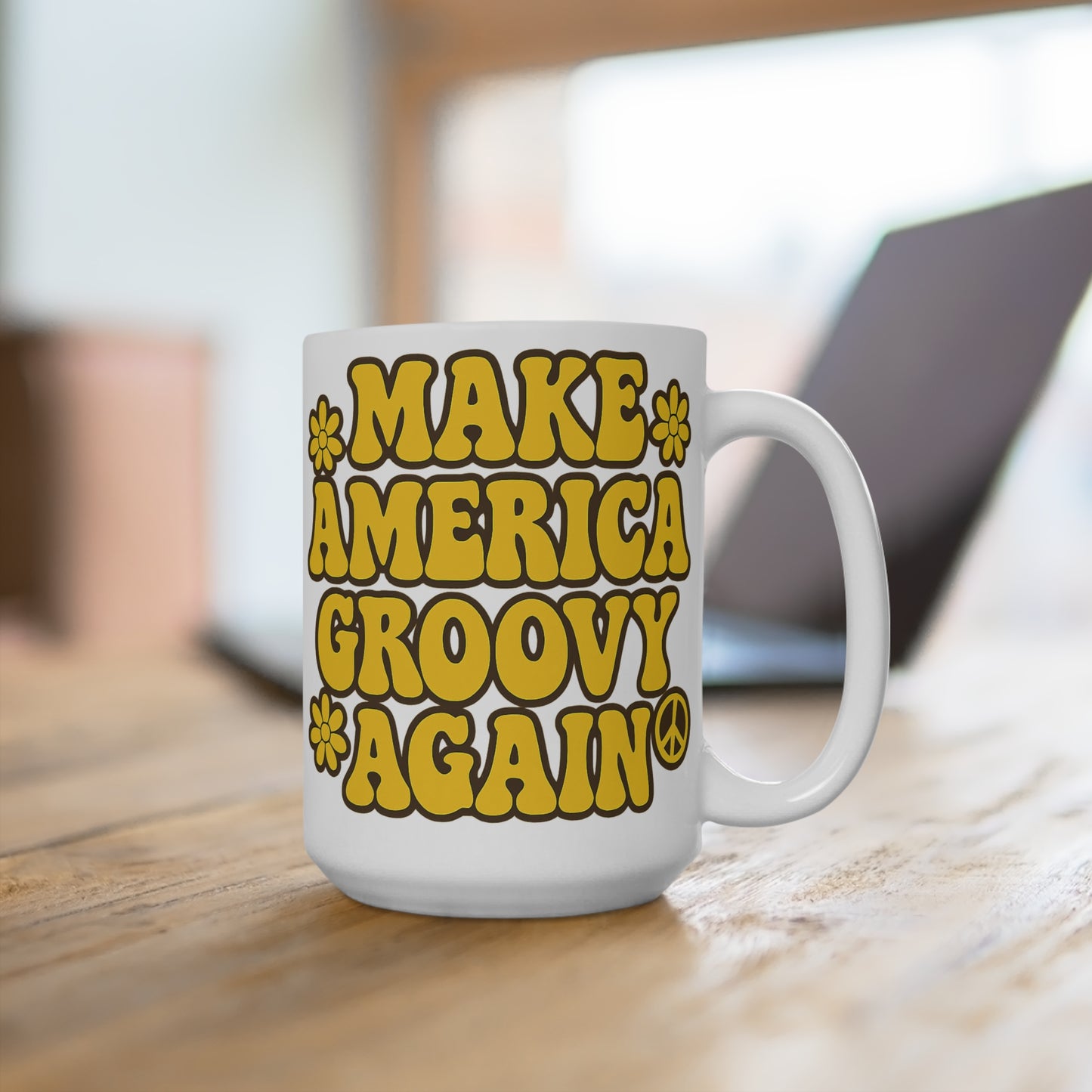 Make America Groovy Again Mug – Retro Hippie Coffee Cup, Funny Political Gift, Vintage 70s Aesthetic Mug