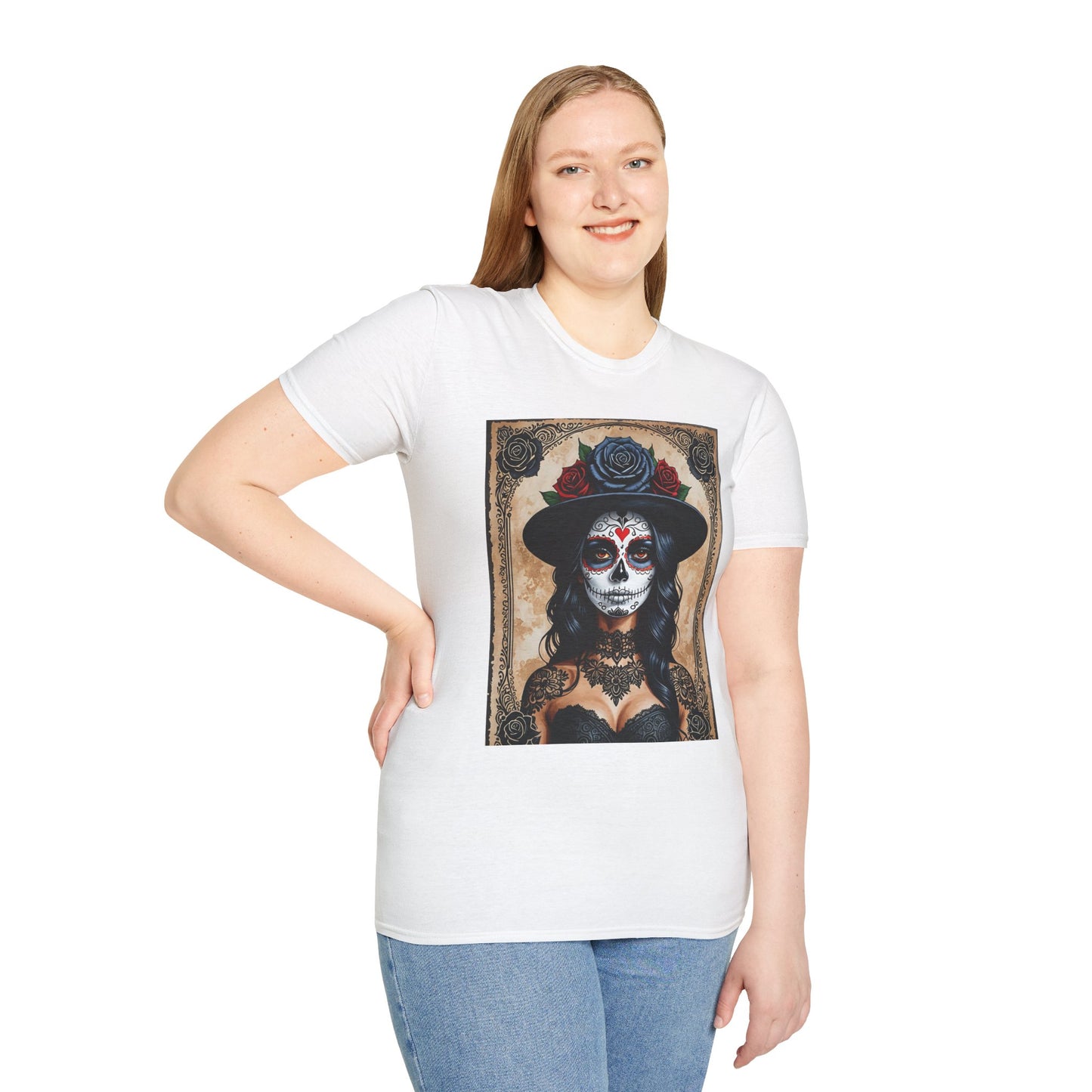 Sugar Skull T-Shirt – Gothic Calavera Tattoo Art Tee – Gift for Skull Collectors, Tattoo Lovers, and Dark Aesthetic Fans