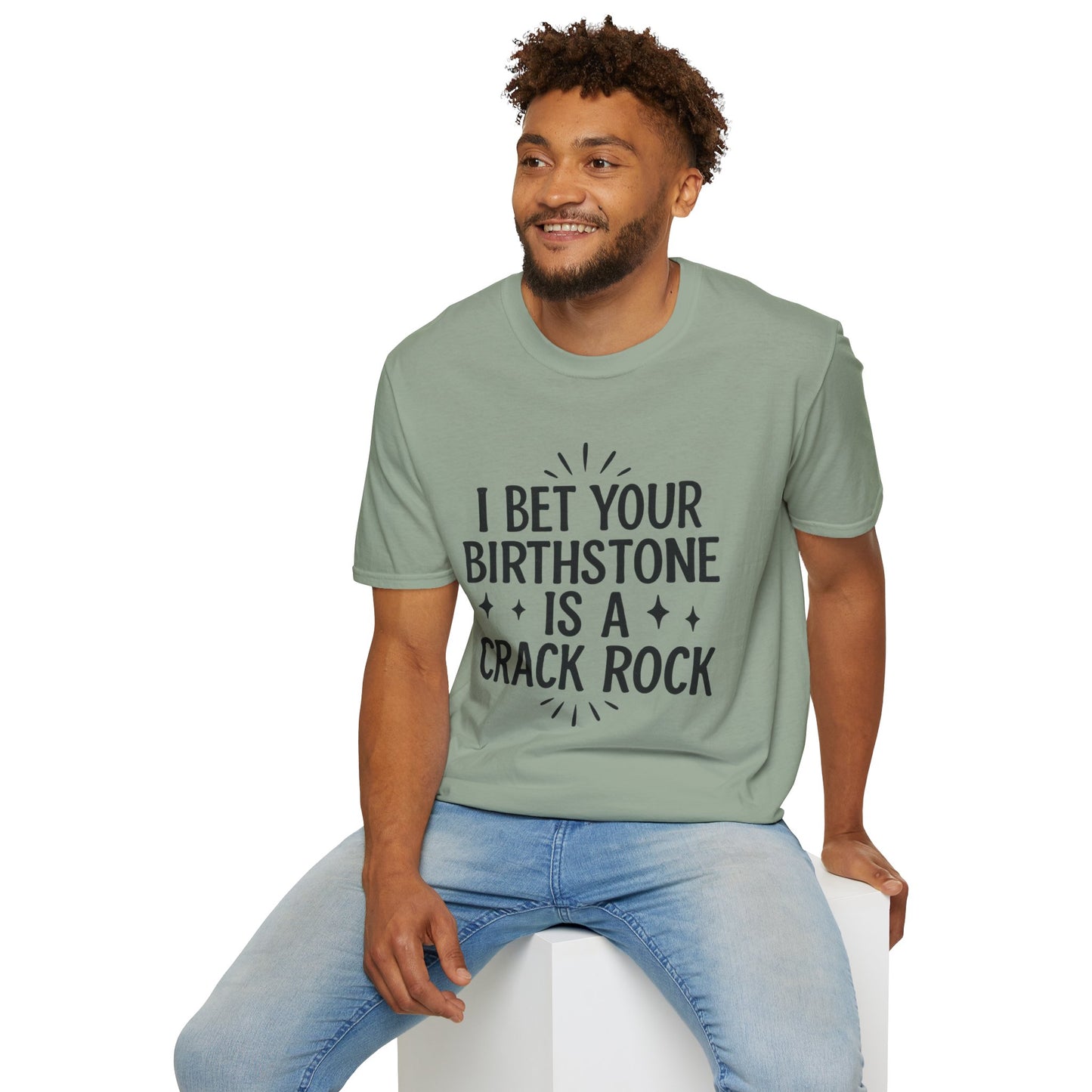 Crack Rock Birthstone Shirt – Funny Insult Tee – Gift for Petty Friends, Sarcastic Adults, and People Who Love Dark Humor