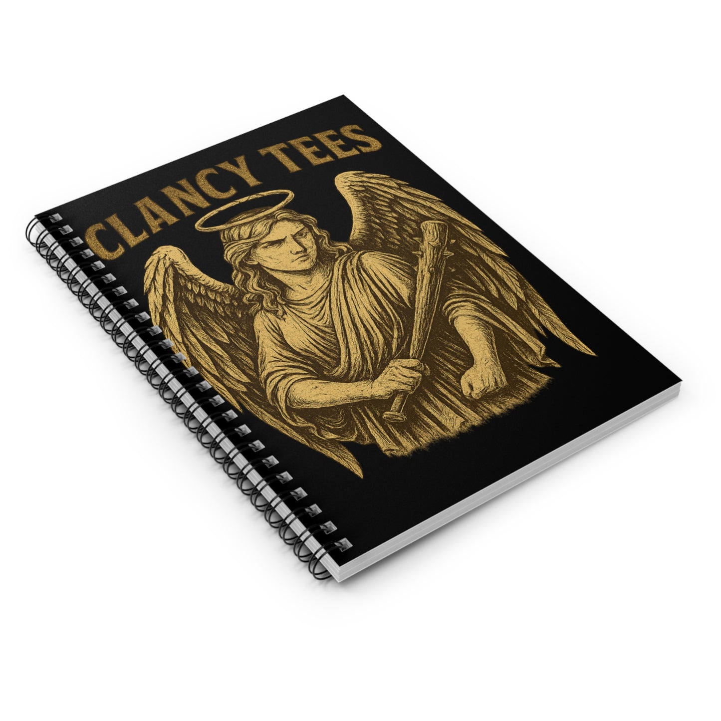 Badass Angel Notebook Golden Warrior Journal Dark Fantasy Sketchbook Unique Spiral Writing Pad Gift For Artists Writers And Dreamers