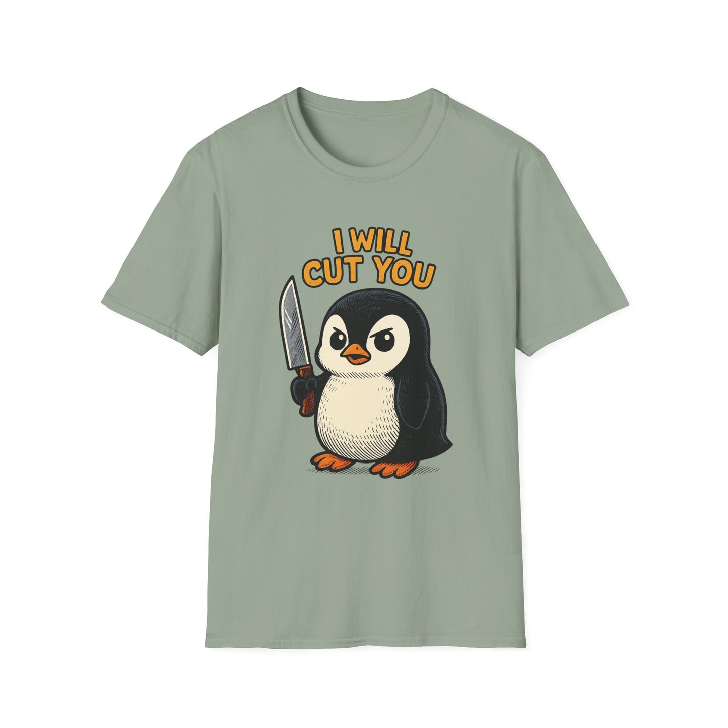 Angry Penguin Knife Shirt – Funny Animal Graphic Tee, Sarcastic Gift for Introverts, Cute but Deadly Humor Shirt