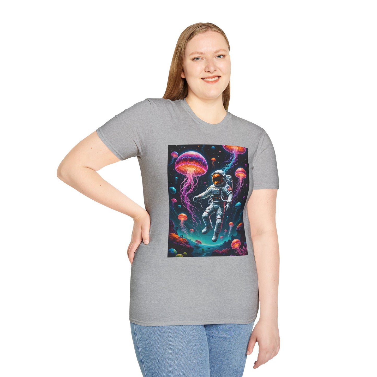 Cosmic Jellyfish T-Shirt, Astronaut Tee, Space Lover's Apparel, Unique Gift, Unisex Softstyle Shirt
