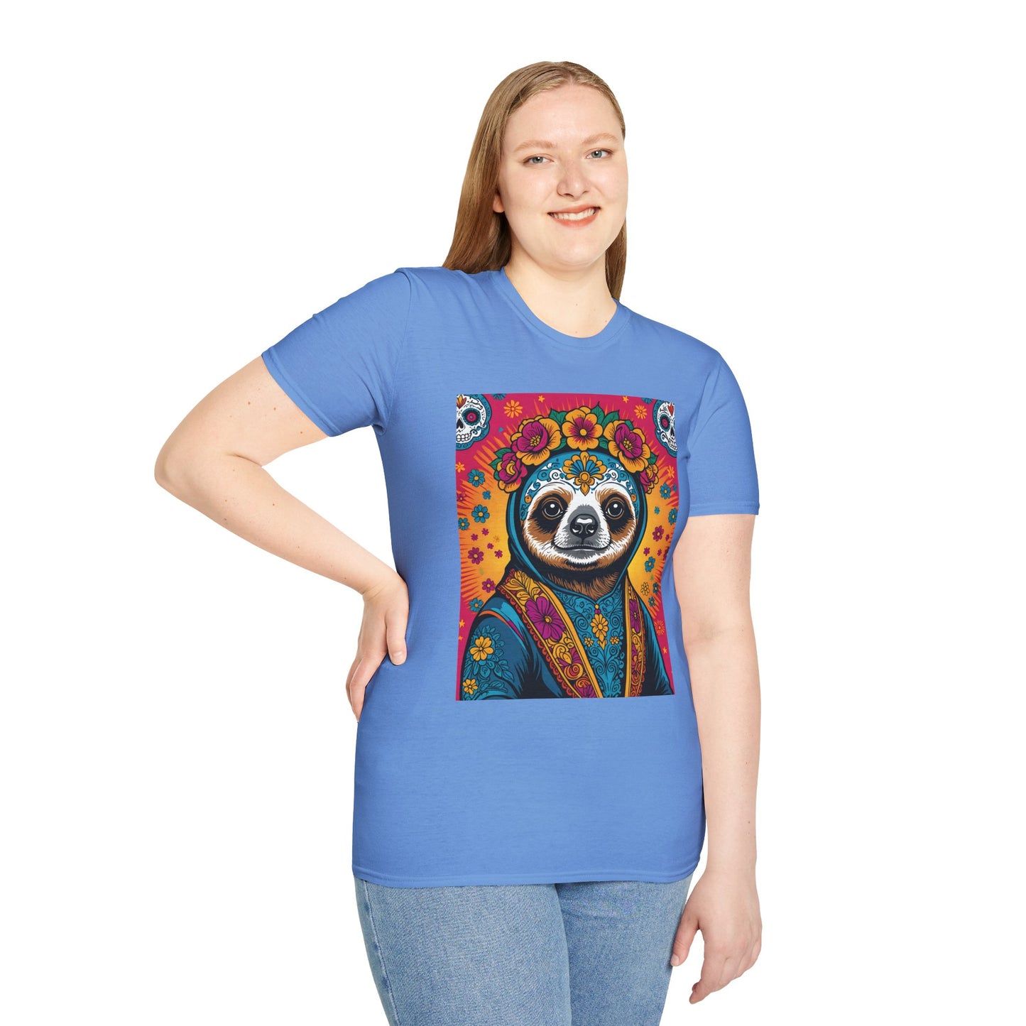 Boho Sloth T Shirt Trippy Animal Graphic Tee Colorful Festival Top Gift for Sloth Lovers