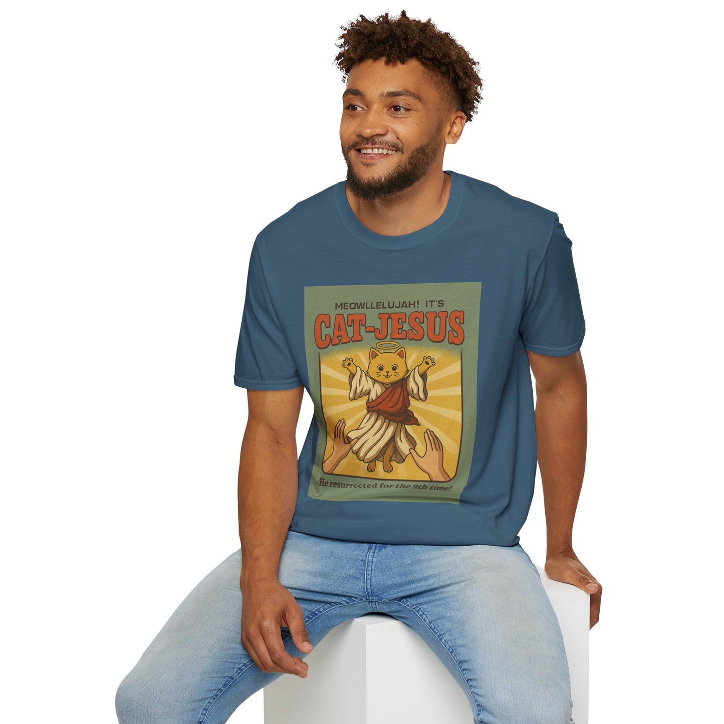 Cat Jesus Funny Resurrected Cat Shirt Meow Hallelujah Tee for Cat Lovers Faith and Felines Fans of Holy Humor and Nine Lives Resurrection Gags