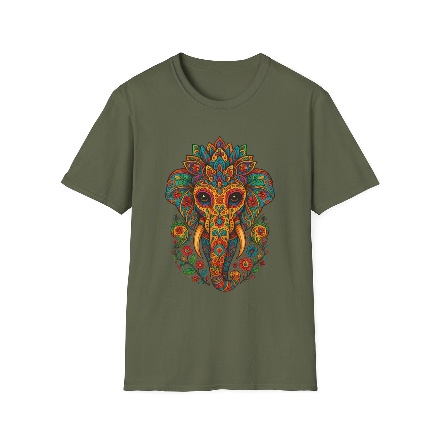 Boho Elephant Shirt Psychedelic Floral Head Art Tee Gift for Spiritual Seekers Animal Lovers and Mindful Hippies with a Love for Earthy Trippy Vibes