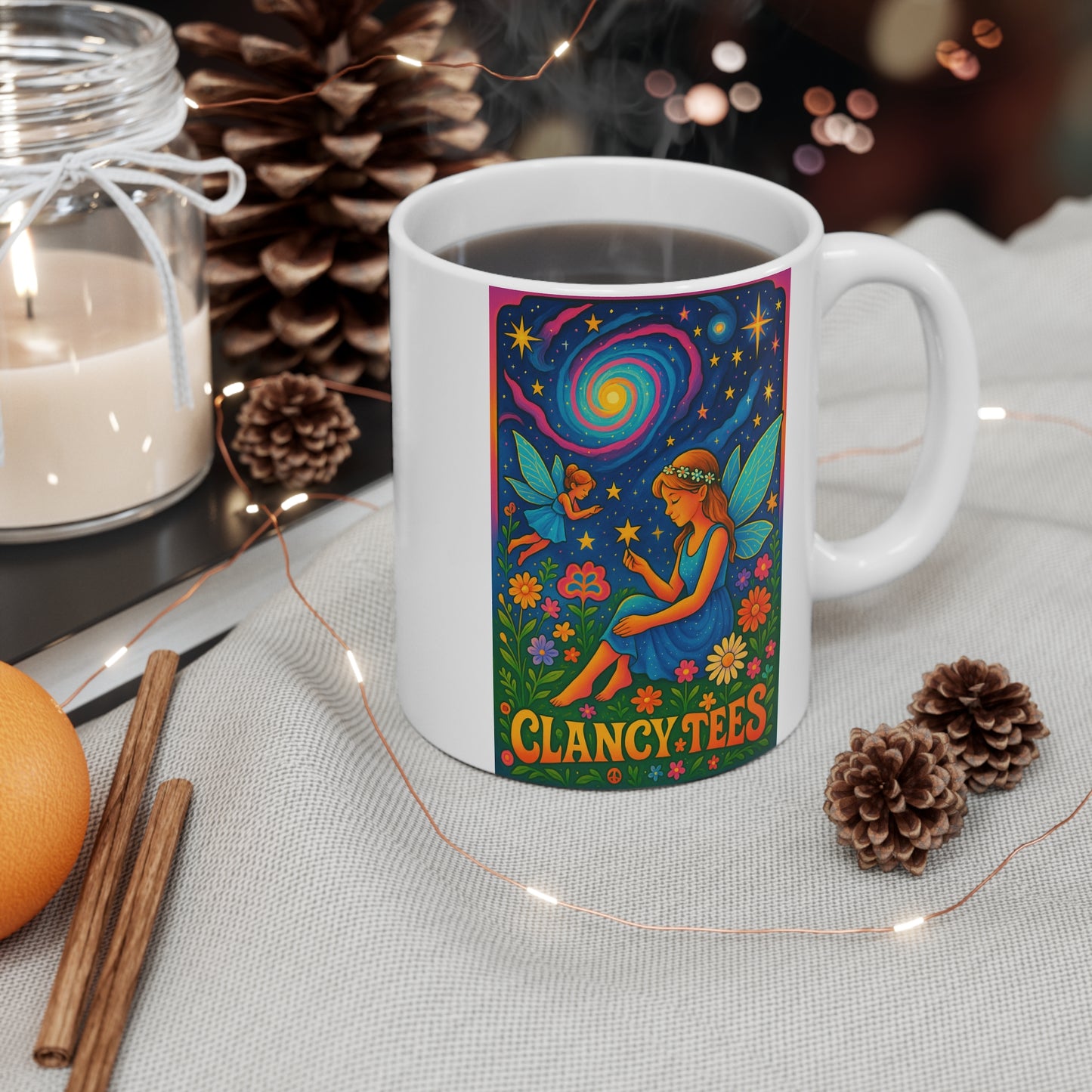 Whimsical Fairy Mug, 11oz Ceramic Coffee Cup, Enchanted Garden Gift, Magical Decor, Perfect for Birthdays, Housewarming, Mother’s Day