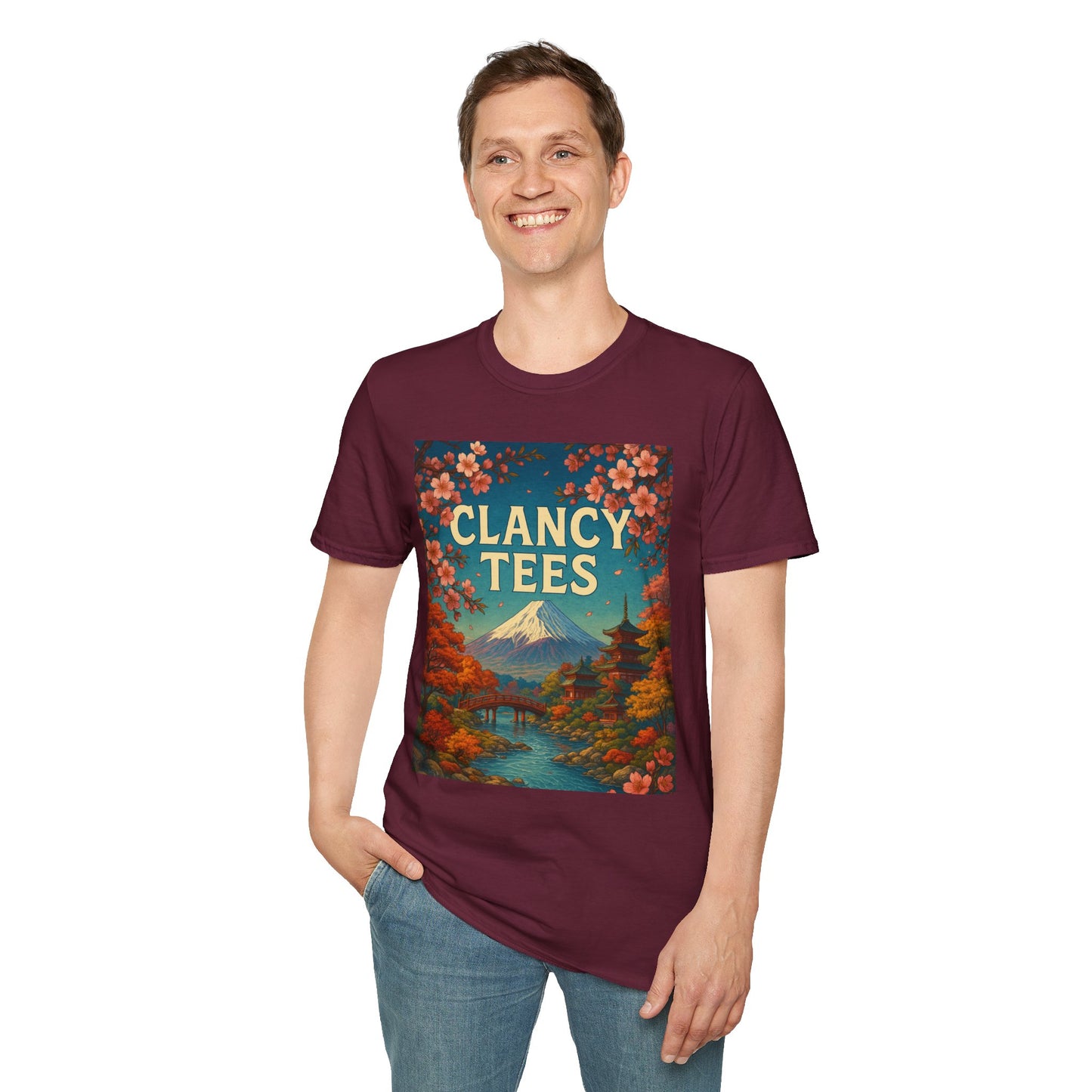 Clancy Tees Unisex Softstyle T-Shirt - Japanese Landscape Design, Gift for Nature Lovers, Vintage Aesthetic Tee, Casual Wear, Art [...]