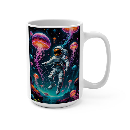 Astronaut Jellyfish Coffee Mug Psychedelic Ocean Space Ceramic Cup Surreal Outer Space Drinkware Gift for Sci Fi Fans Unique Cosmic Art Coffee Cup