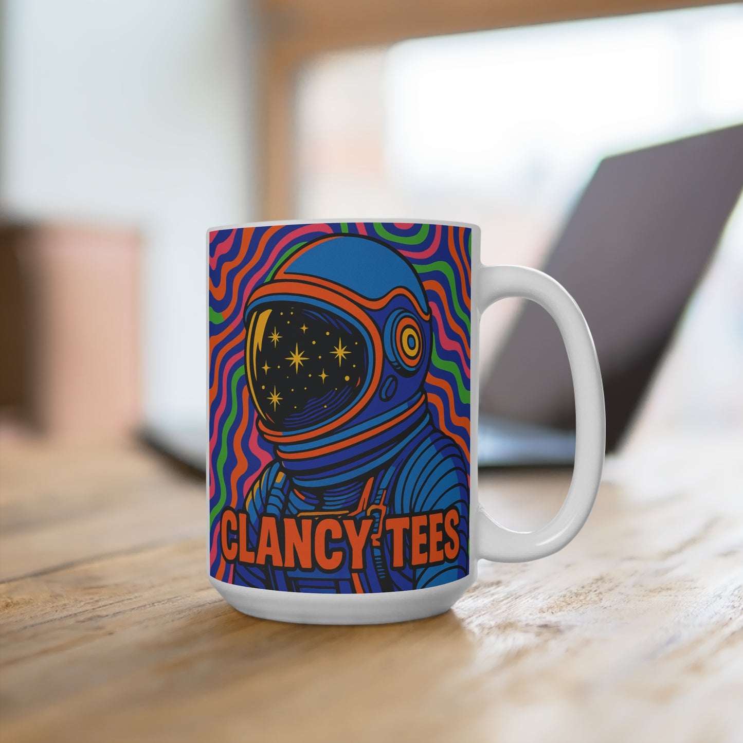 Trippy Astronaut Mug Psychedelic Space Artwork Ceramic Coffee Cup Gift for Sci Fi Fans