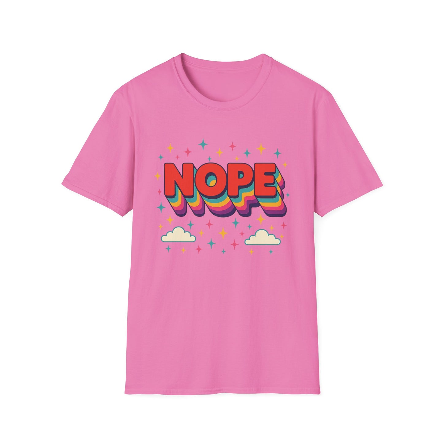 Nope Rainbow Cloud T-Shirt Funny Antisocial Humor Gift for Introverts Softstyle Unisex Tee
