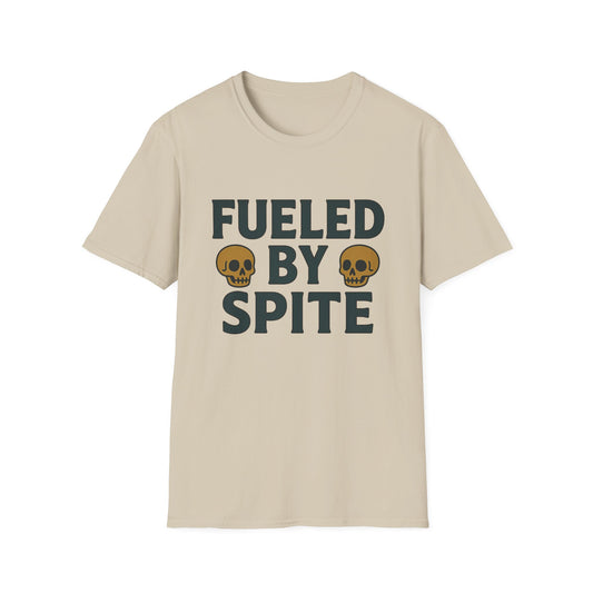Fueled by Spite Unisex Softstyle T-Shirt, Funny Graphic Tee, Goth Aesthetic Shirt, Gifts for Spiteful Friends, Casual Wear