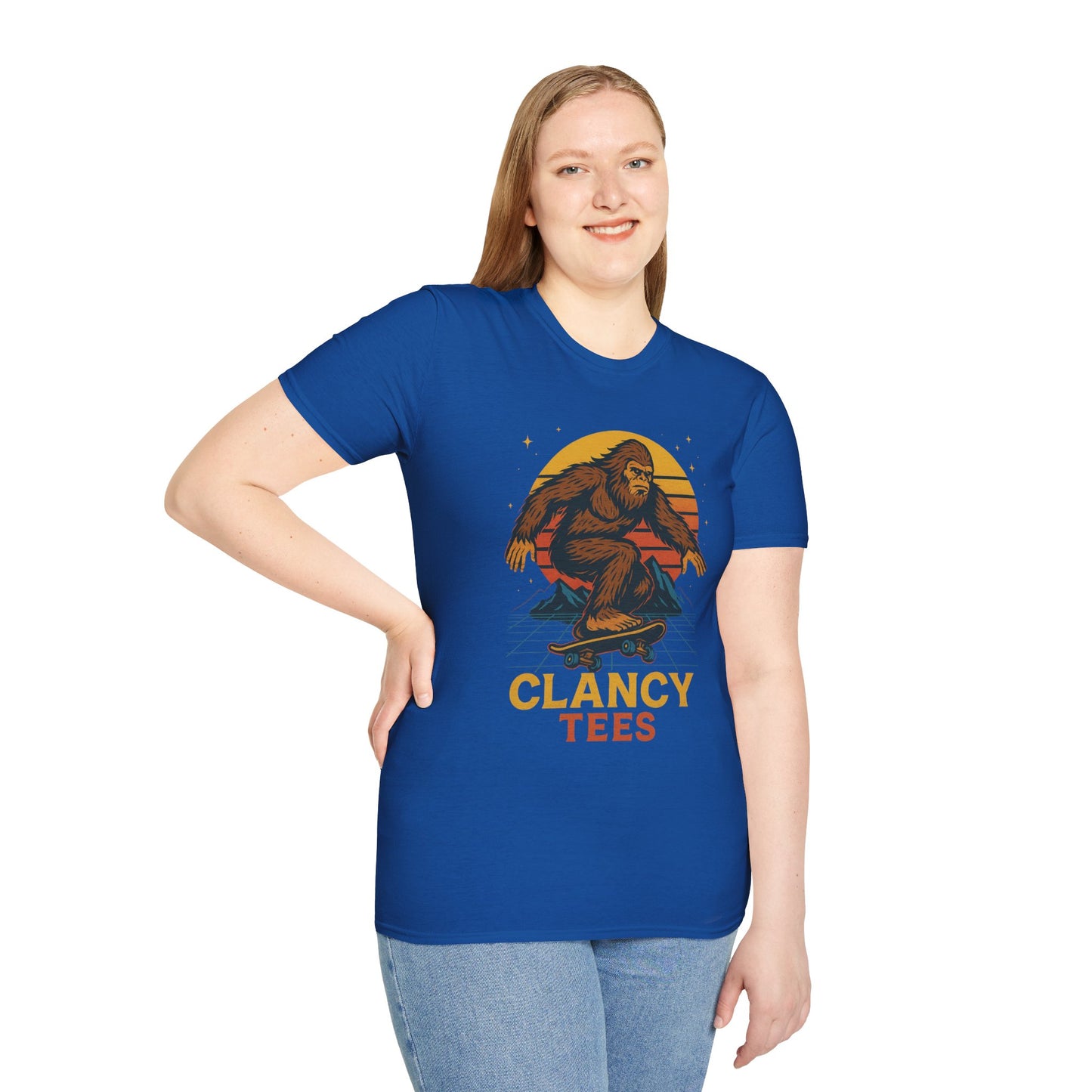 Bigfoot Skateboard Unisex T-Shirt, Retro Graphic Tee, Funny Gift for Skaters, Adventure Lovers, Summer Apparel, Men's and Women's Fashion