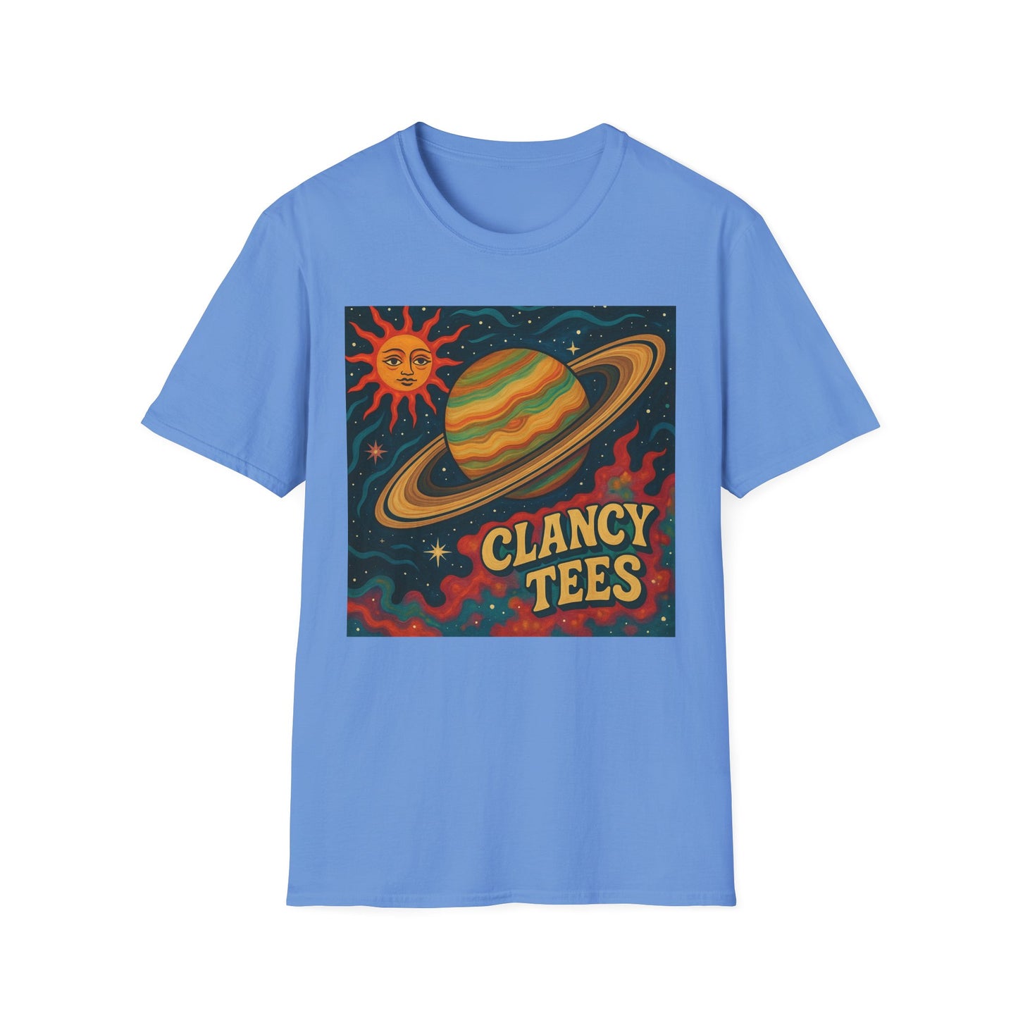 Saturn Sun Shirt – Retro Psychedelic Planet Graphic Tee with Groovy Outer Space Art – Gift for Astronomers, Daydreamers, and Cosmic Wanderers