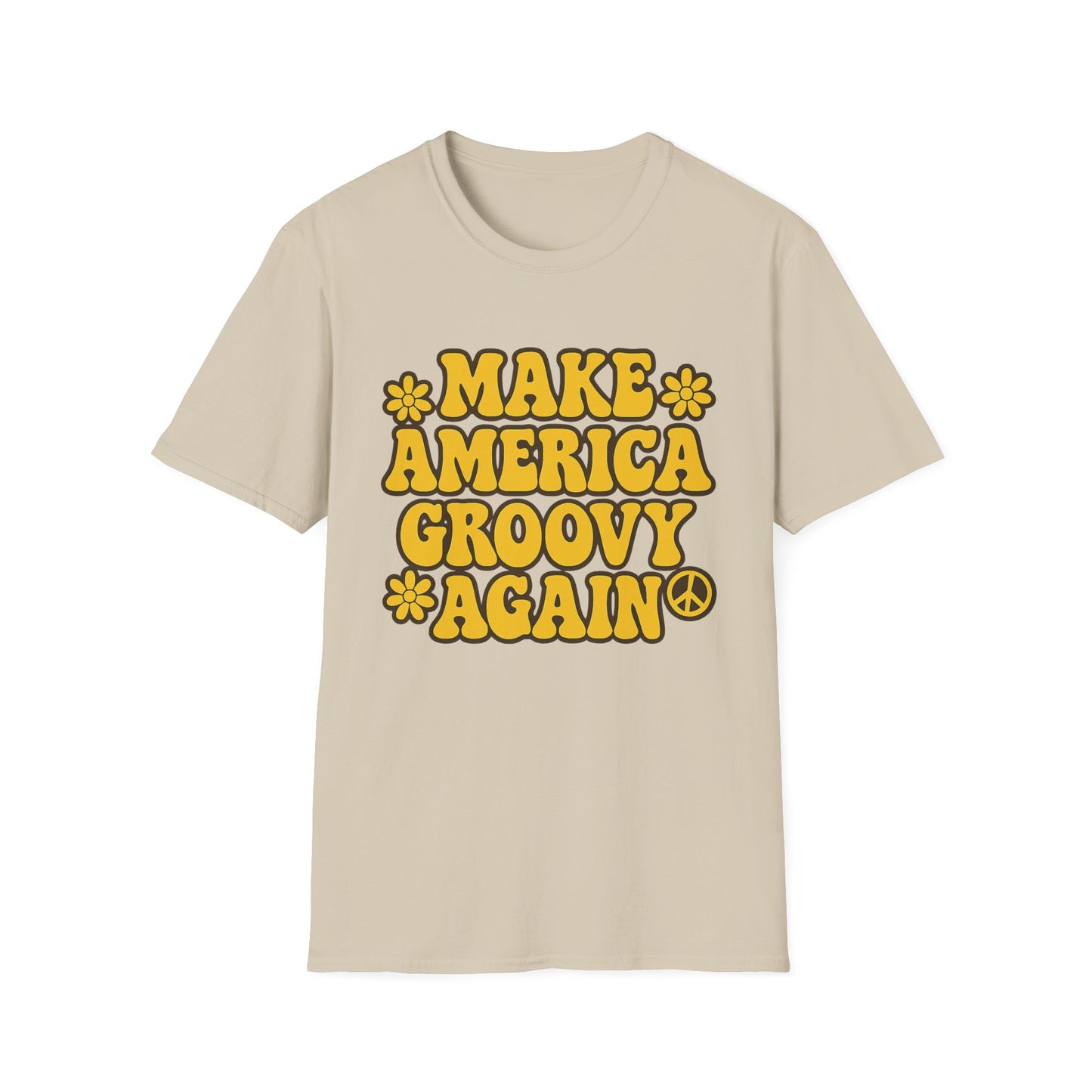 Make America Groovy Again Shirt – Funny Retro Hippie Tee with Peace Sign – Gift for Old Souls, Vintage Lovers, Flower Child Friends