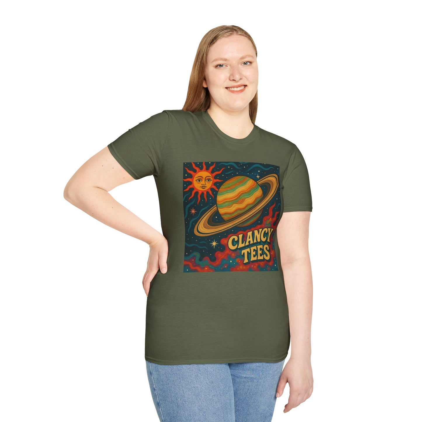 Saturn Sun Shirt – Retro Psychedelic Planet Graphic Tee with Groovy Outer Space Art – Gift for Astronomers, Daydreamers, and Cosmic Wanderers
