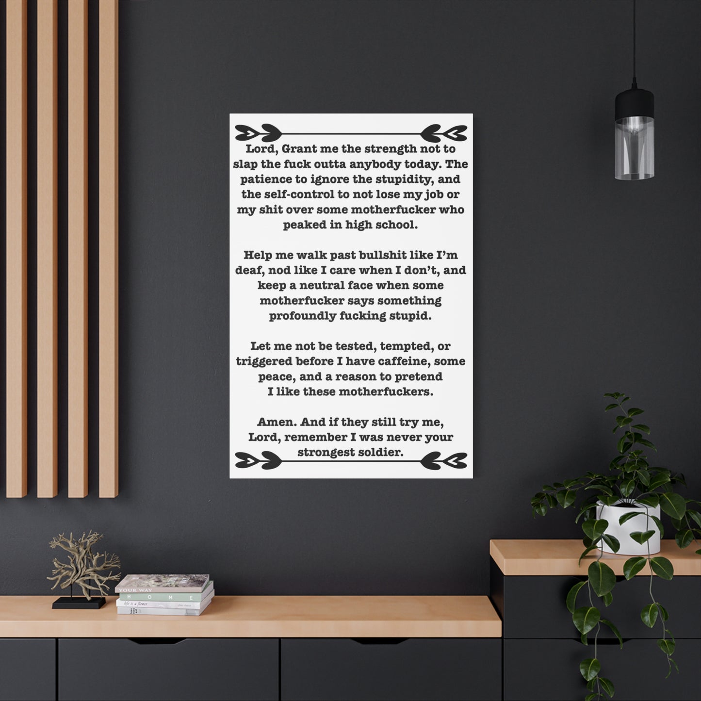ClancyTees Serenity Prayer Canvas Wall Art Funny Profane Office Decor Sarcastic Home Gift