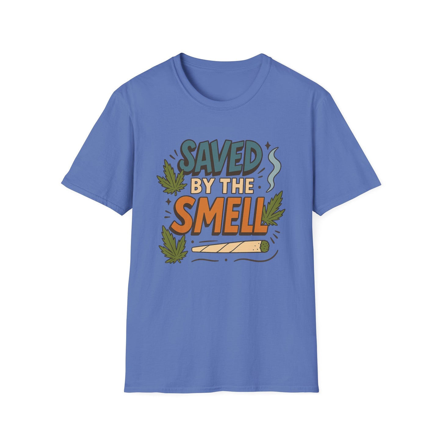 Funny Cannabis Saved by the Smell T-Shirt, Unisex Softstyle Tee, Gift for Stoners, Humor Apparel, Casual Wear, Cool Graphic Tee