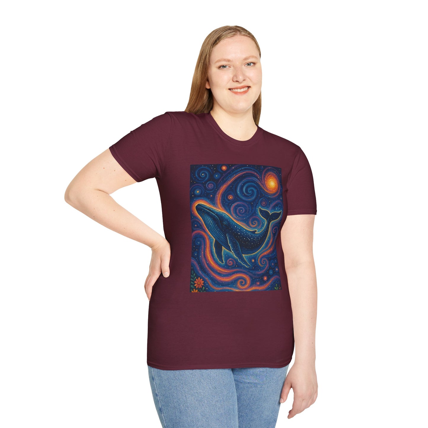 Cosmic Whale T-Shirt – Surreal Space Ocean Graphic Tee – Spiritual Whale Shirt Gift for Dreamers, Stargazers, Nature Nerds & Trippy Art Collectors