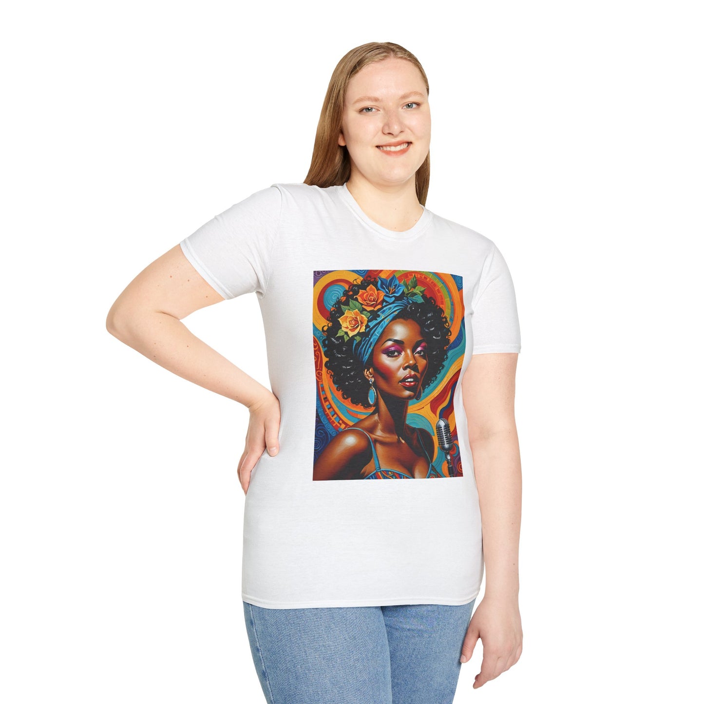 Afrofuturist Soul Singer T Shirt Cosmic Jazz Graphic Tee Retro Funk Fashion Music Artwork Top Gift for Soul Fans