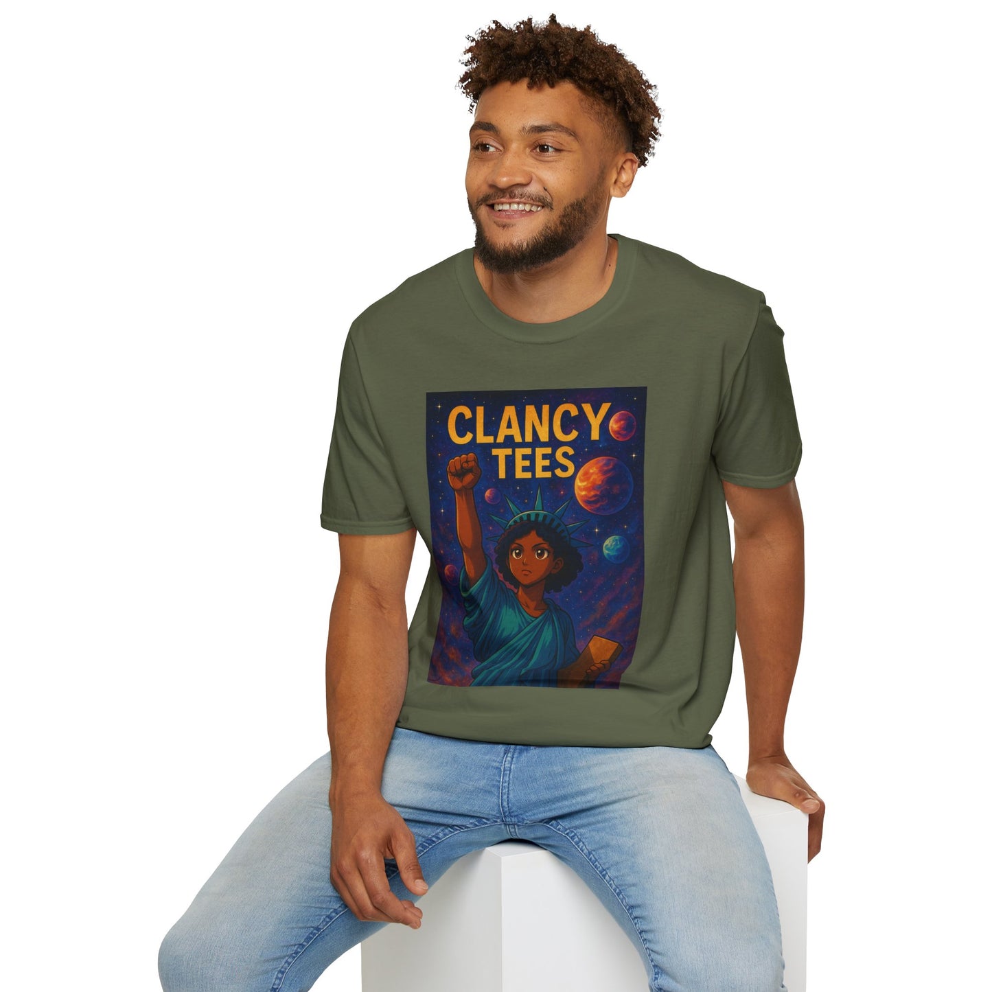 Empowerment Liberty Graphic T-Shirt, Space-Themed Tee, Unisex Casual Wear, Gift for Space Lovers, Inspirational Fashion