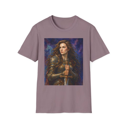 Warrior Woman T Shirt Fantasy Knight Art Medieval Armor Female Hero Tee Gift for Fantasy Lovers Sword Wielder Shirt Bold Aesthetic Battlecore Clothing